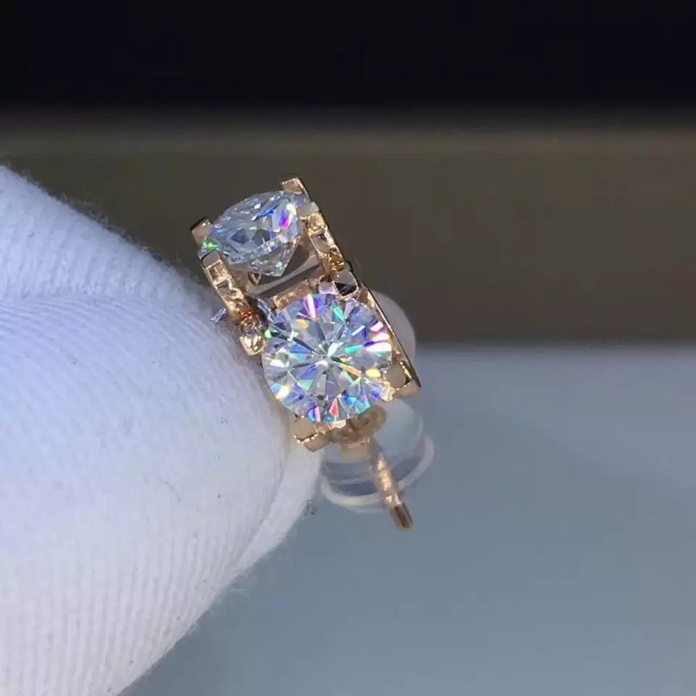 1.5ct Gold Solitaire Earrings - Picture 3 of 9